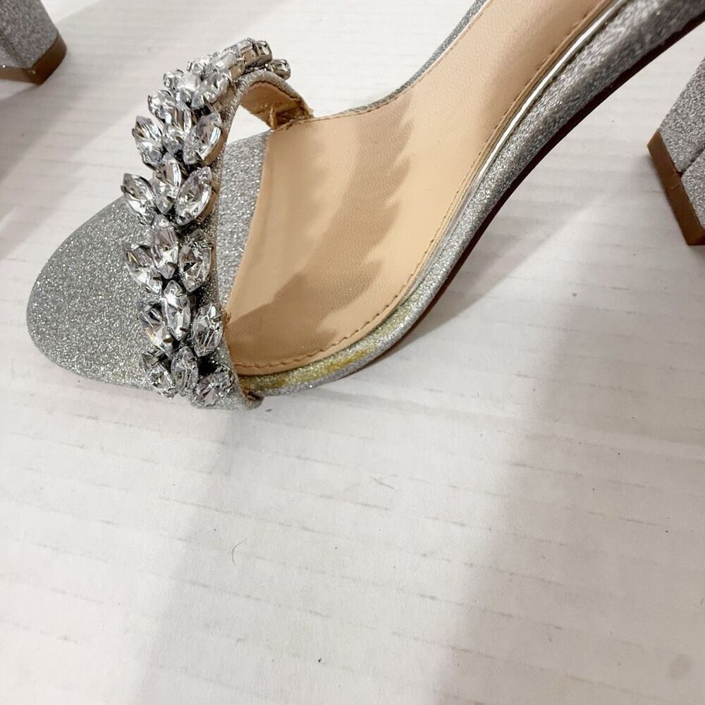 Jewel Badgley Mischka Women's Mayra Rhinestone Silver Evening Sandals Size 6 - Picture 6 of 9
